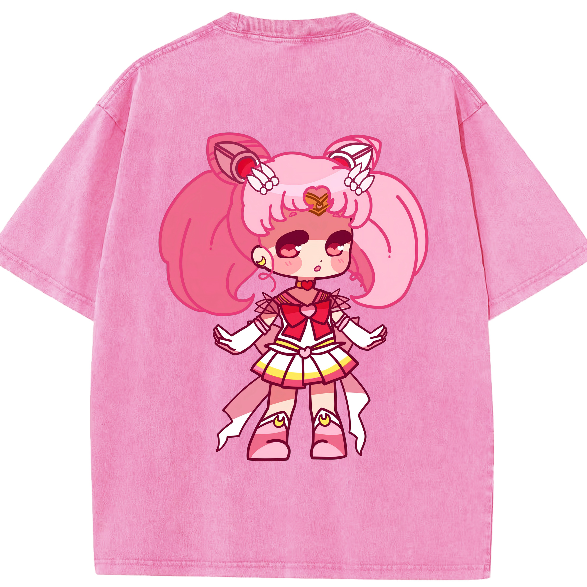 （画像用） 美少女戦士セーラームーン ちびうさ Sailor Moon Chibiusa Tsukino Usagi Small Lady Serenity 綿100% ヴィンテージ風 半袖Tシャツ（背面プリント）